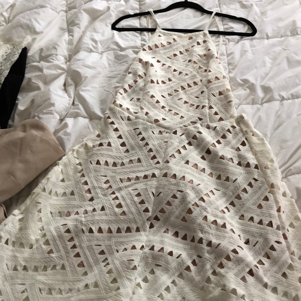 Super strappy open back triangle lace dress NWOT